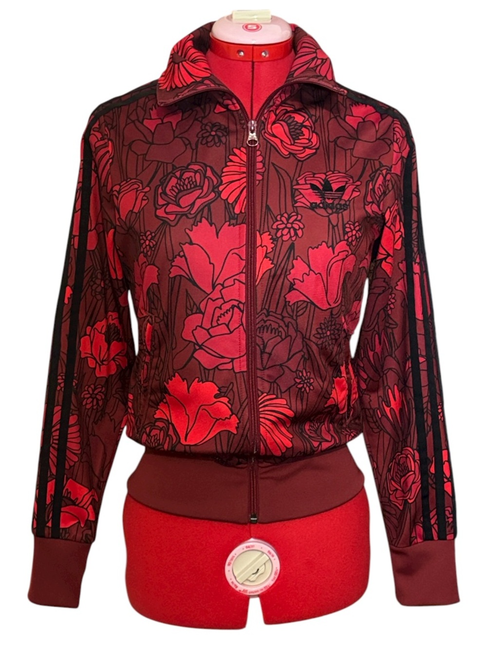 Adidas Originals Firebird Red Floral Track Jacket Size XS